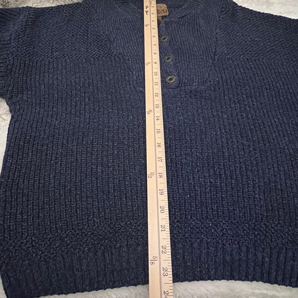 Red Head Men's Blue Knit Cotton Henley Fisherman Sweater Sz L Vintage Y2K Casual - Picture 11 of 12